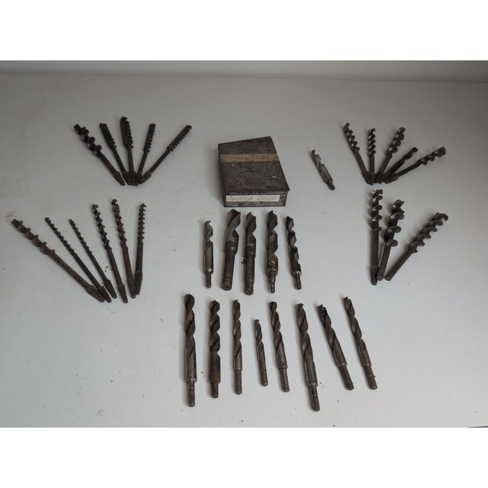 Lot Of 33 Vtg Drill Bits Huot Drill Index Craftsman Irwin Russell Jennings More